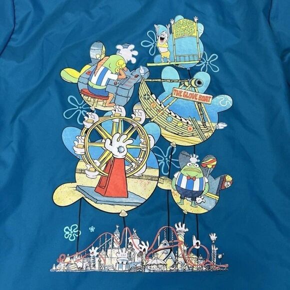 SpongeBob Glove World Staff Rain Jacket Wind Breaker Small Limited Edition NWOT - Picture 6 of 9